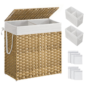 SONGMICS laundry hamper with lid shows organized storage and odor control.