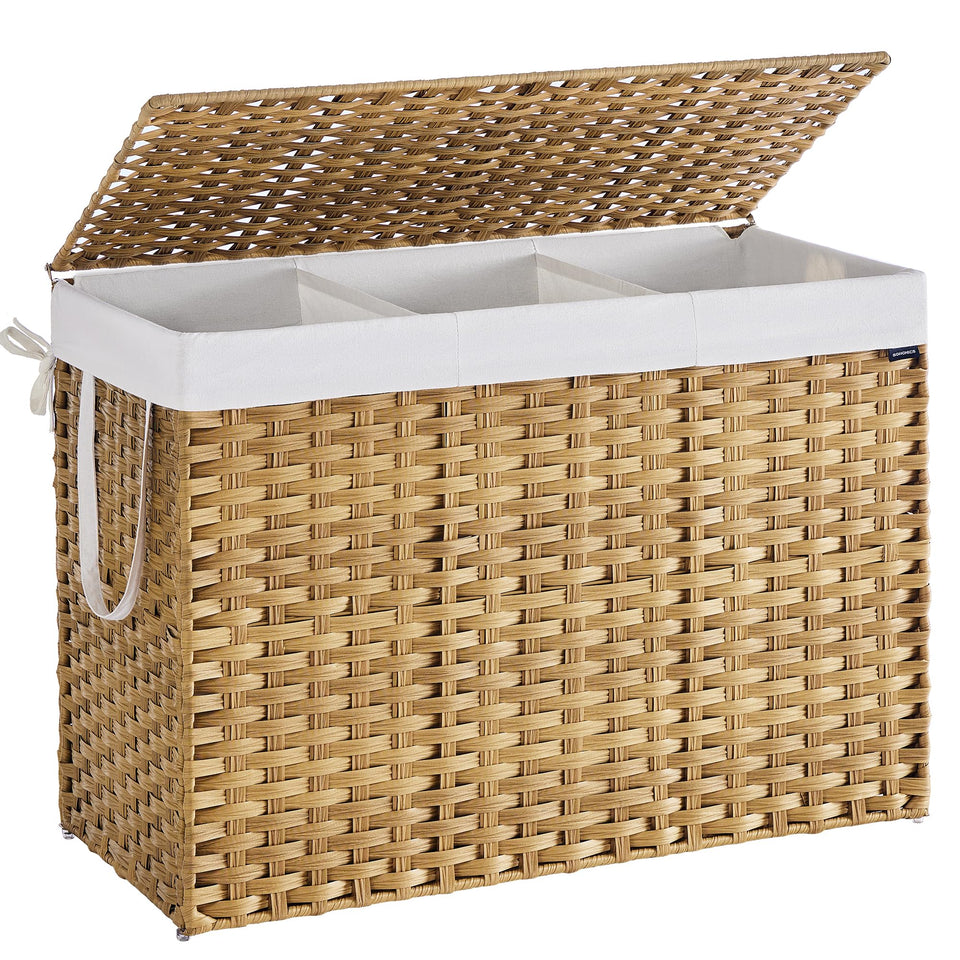 SONGMICS laundry hamper with lid opens one handed for quick use