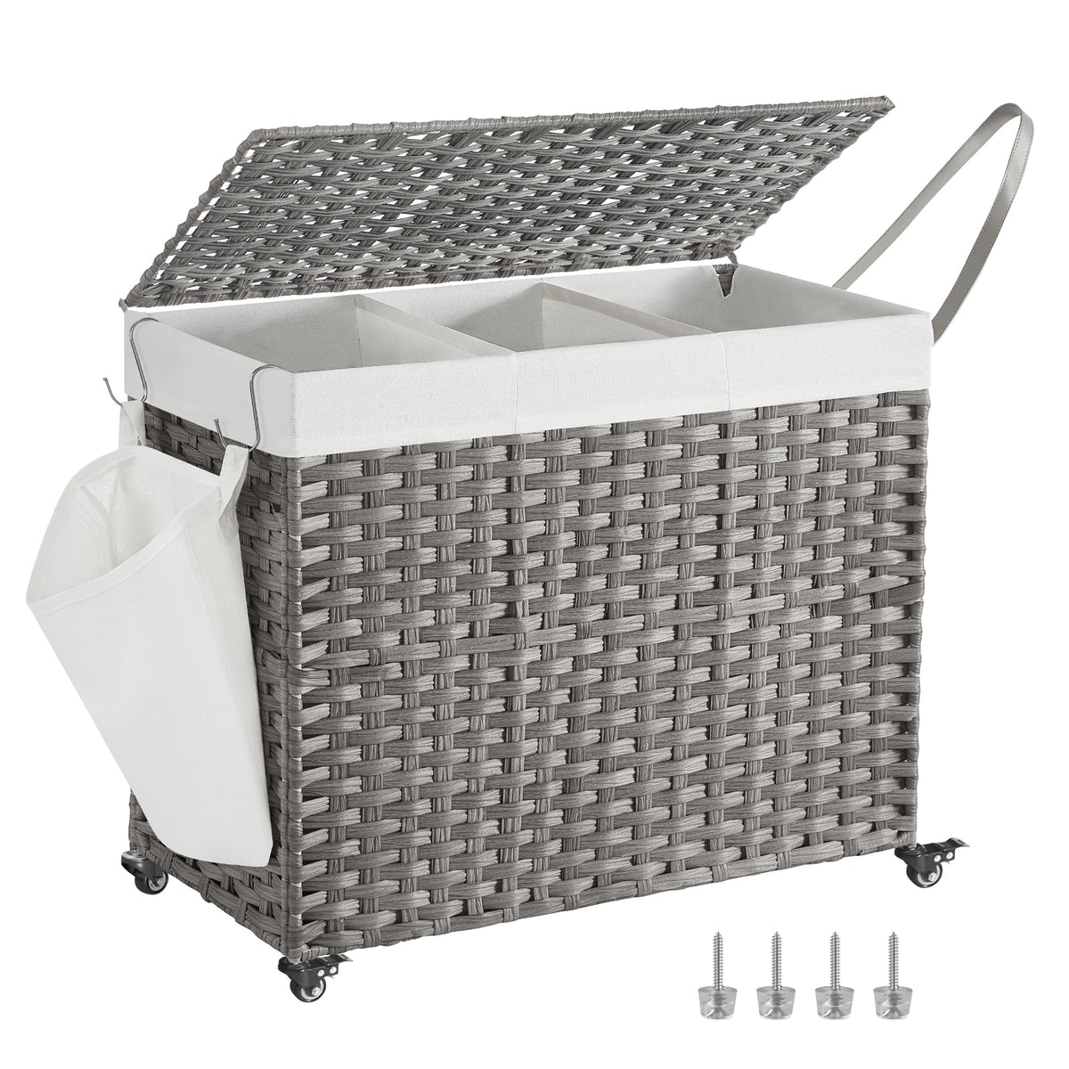 SongMics laundry hamper with lid on wheels for easy transport