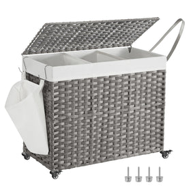 SongMics laundry hamper with lid on wheels for easy transport