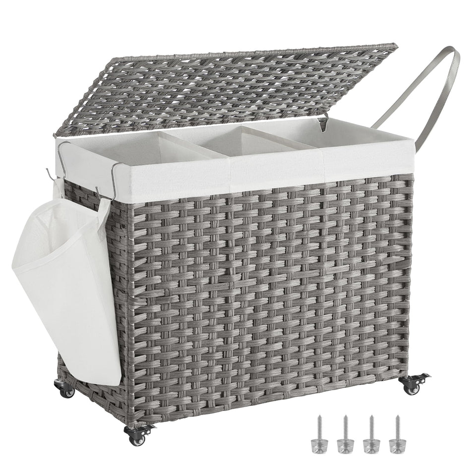 SongMics laundry hamper with lid on wheels for easy transport