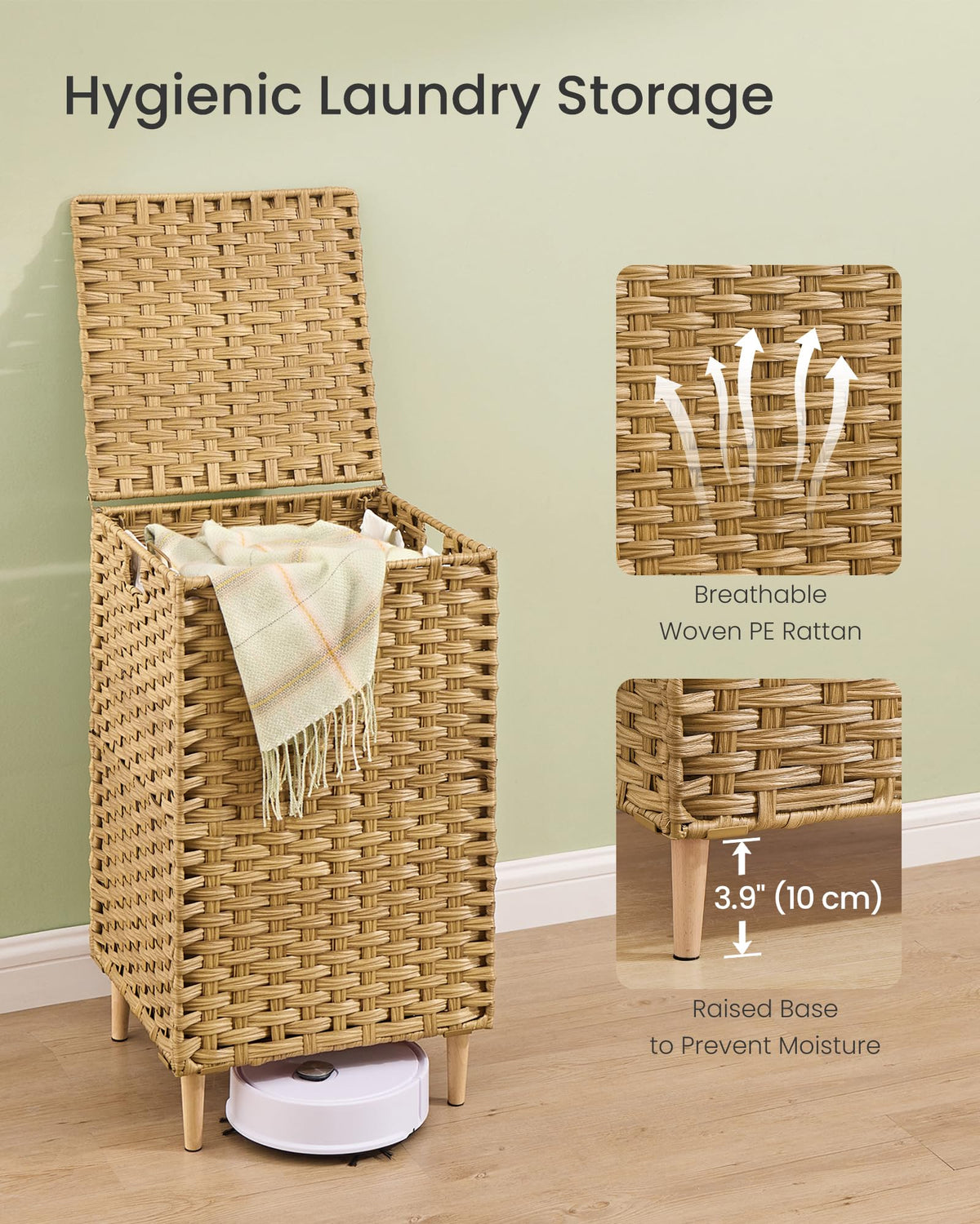 Songmics wooden feet lift base to protect clothes from moisture