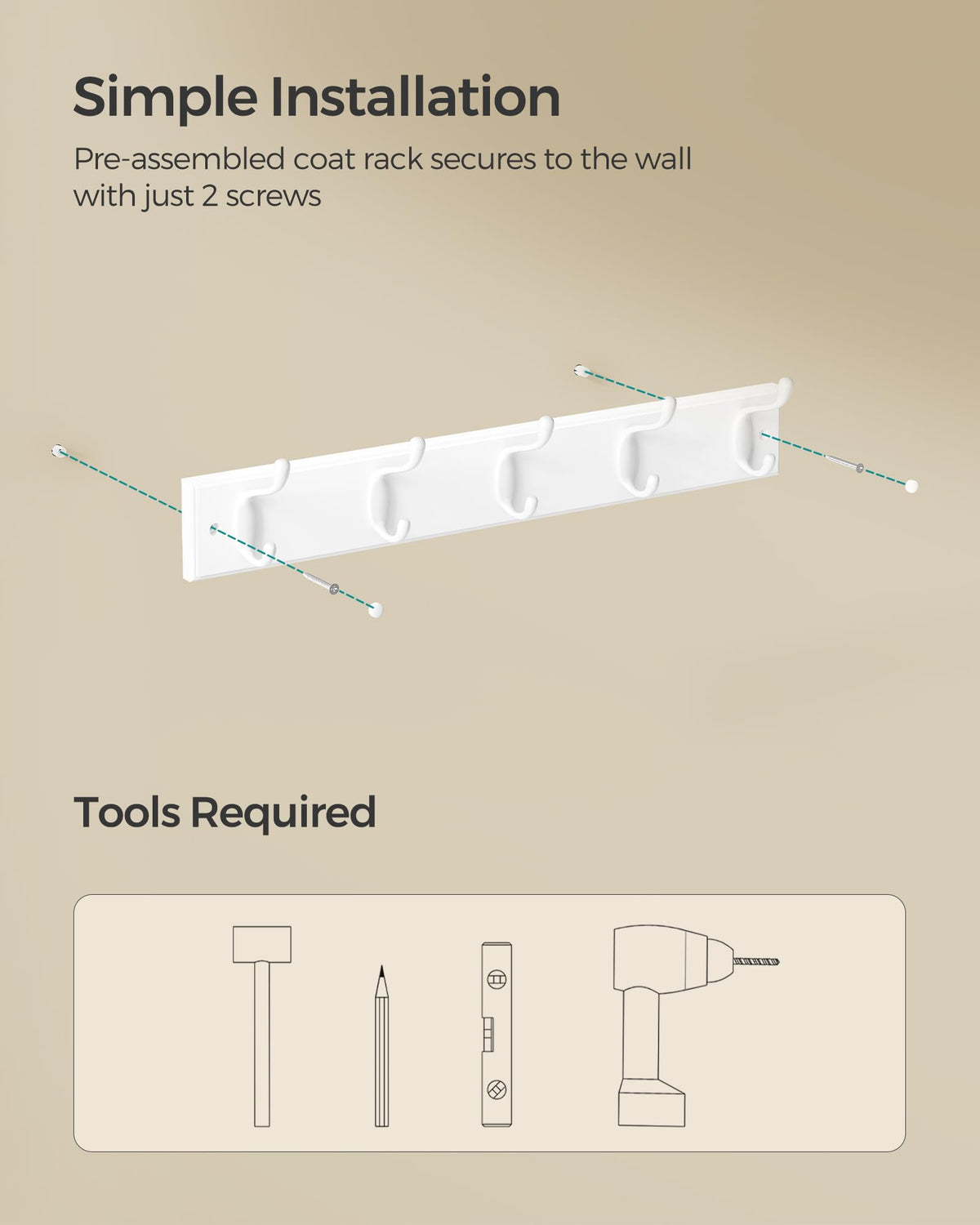 SONGMICS living room coat rack helps organize bags and coats.