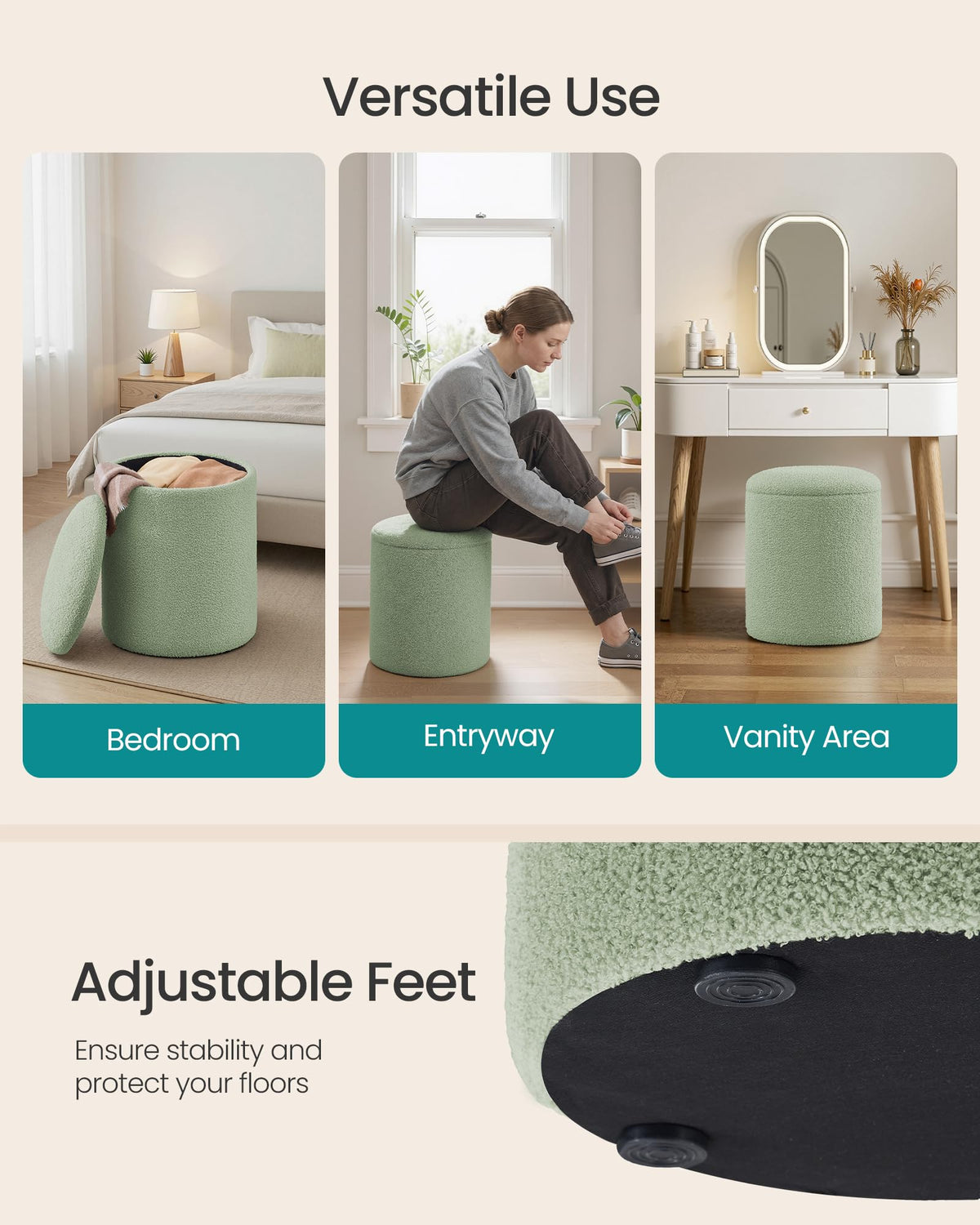 SONGMICS living room ottoman doubles as a small coffee-table surface