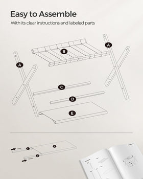SONGMICS luggage rack assembly image highlights quick setup with a single screw type.