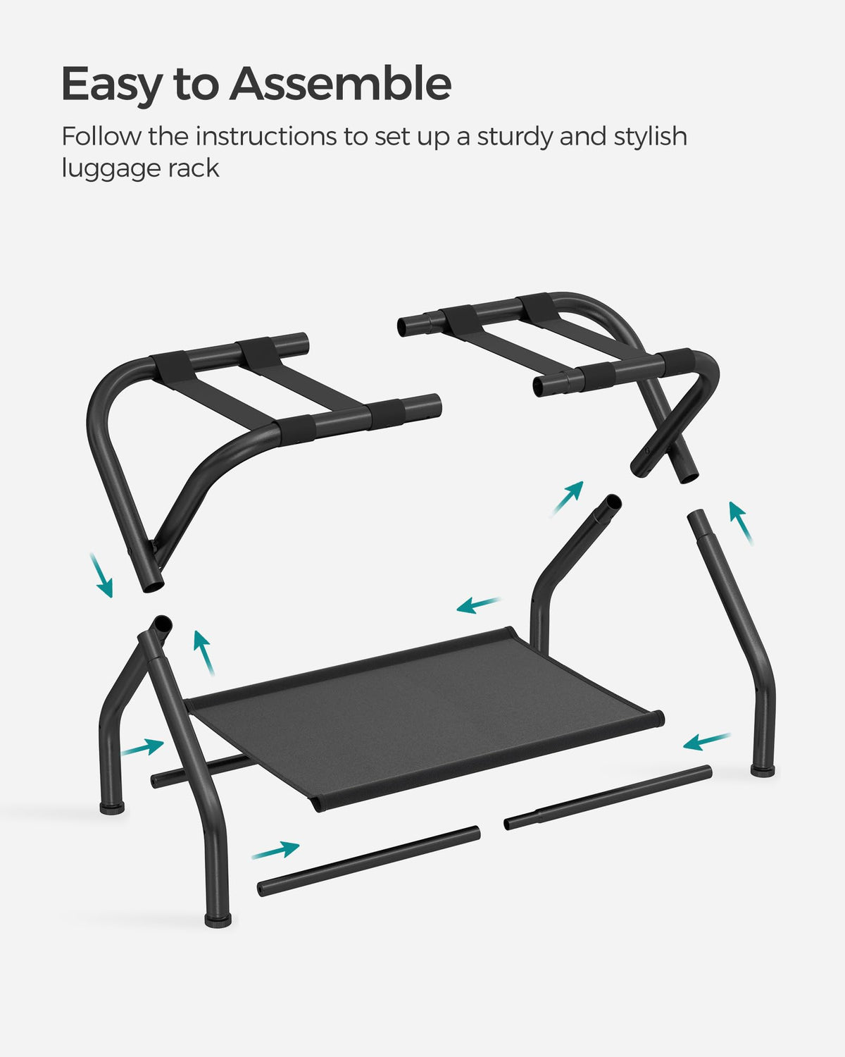 SONGMICS luggage rack includes Allen key for quick, simple assembly.