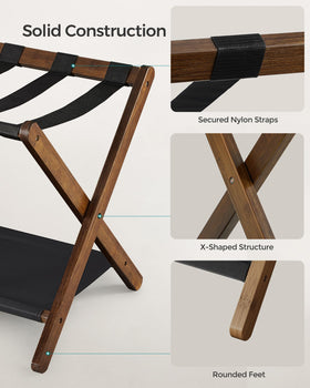 SONGMICS luggage rack folded compact demonstrates easy storage in closets.