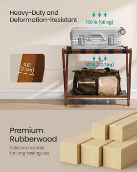 SONGMICS luggage rack with storage shelf and organized shoes
