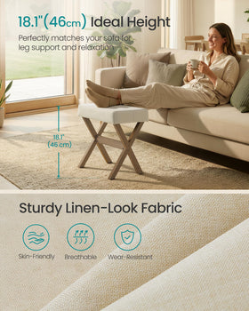 Songmics makeup stool linen-look fabric texture highlighting durable upholstery