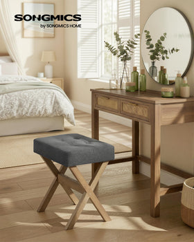 Songmics makeup stool foam cushion provides comfortable seating during long beauty routines