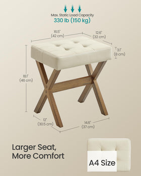 Songmics makeup stool foot-rest usage for relaxing feet while getting ready