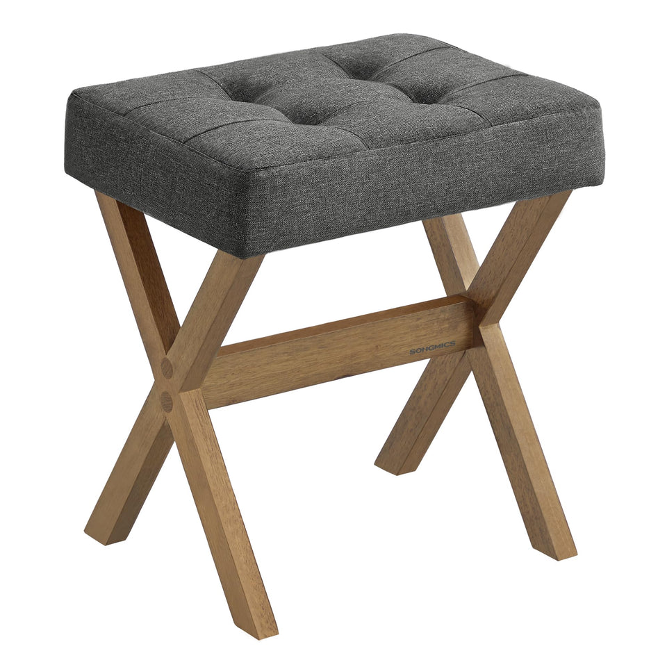 Songmics makeup stool with padded seat, ideal for tucking under a vanity and saving space