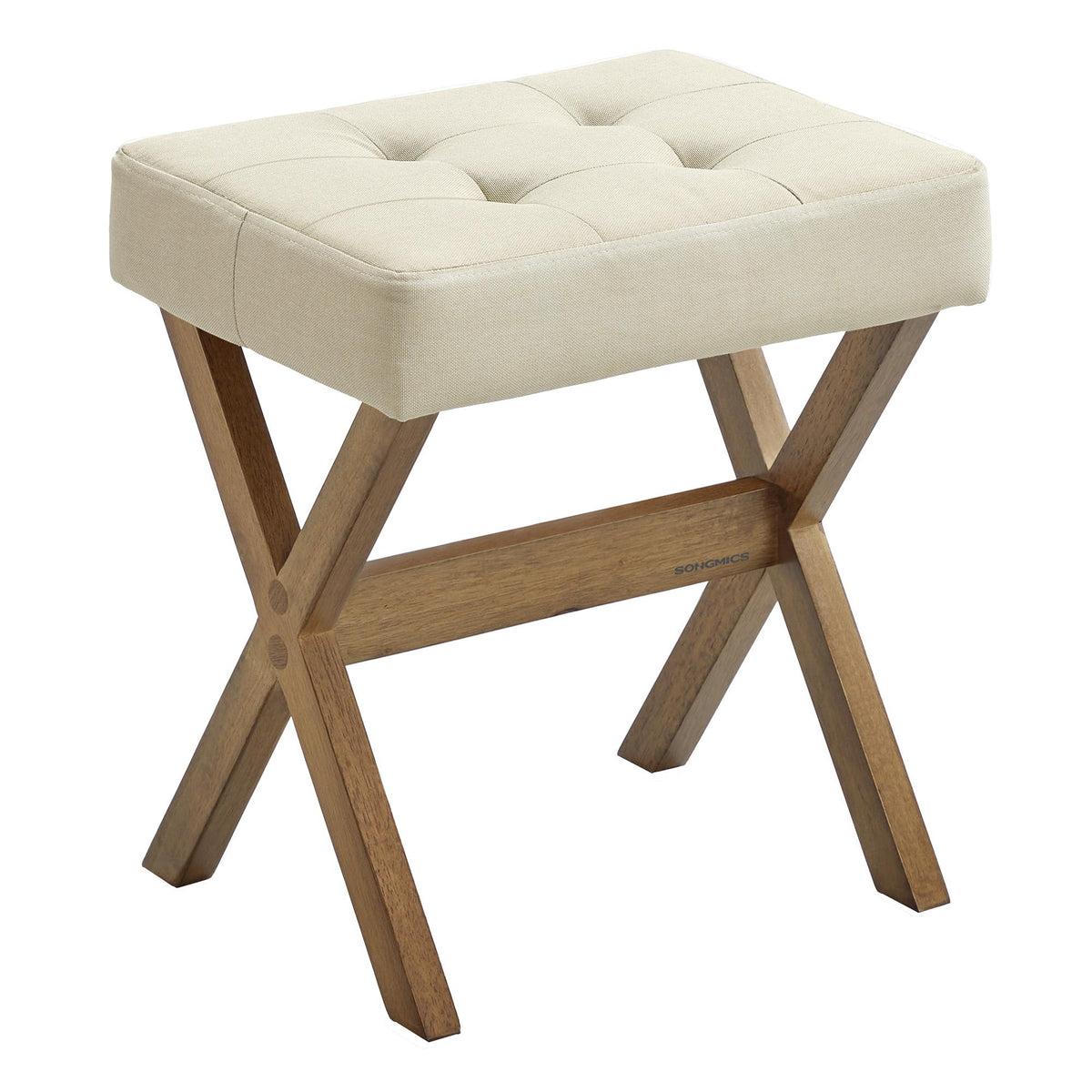 Songmics makeup stool vanity with wood legs provides sturdy seating for makeup sessions
