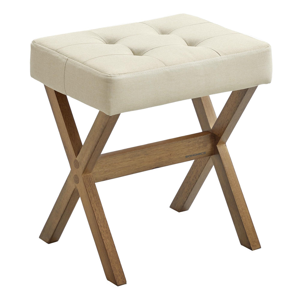 Songmics makeup stool vanity with wood legs provides sturdy seating for makeup sessions