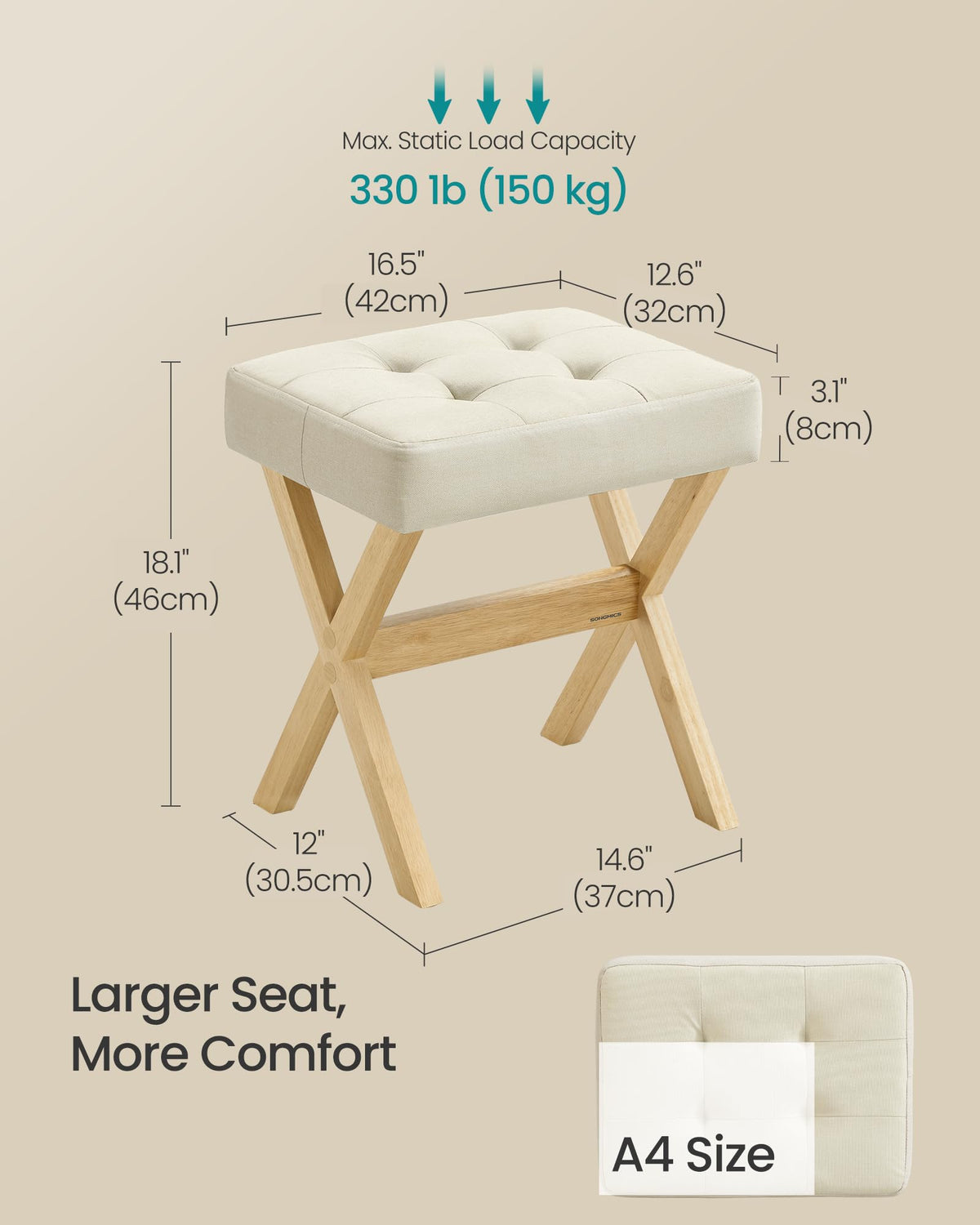 SONGMICS makeup stool versatile as footrest or extra seat
