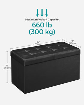 Songmics MAZIE 30-inch ottoman in entryway setup for extra seating and storage.