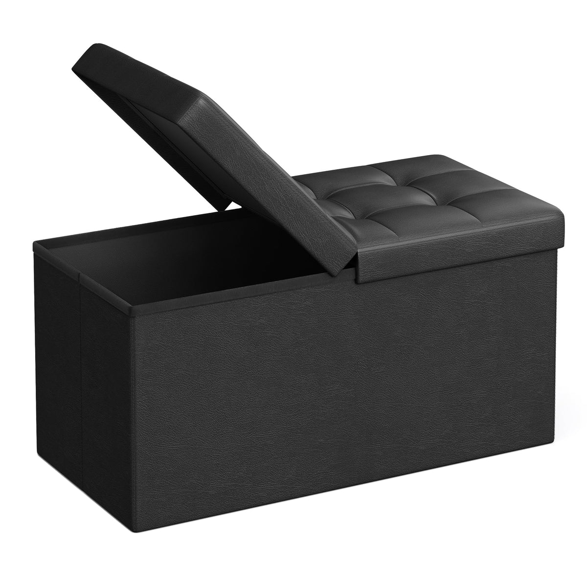 Songmics MAZIE 30-inch ottoman folding lid for quick setup and hidden storage.