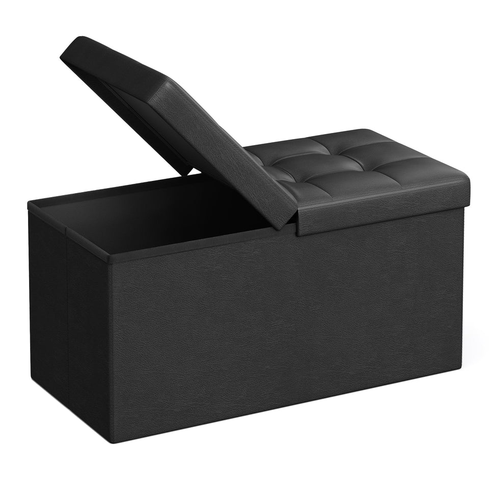 Songmics MAZIE 30-inch ottoman folding lid for quick setup and hidden storage.