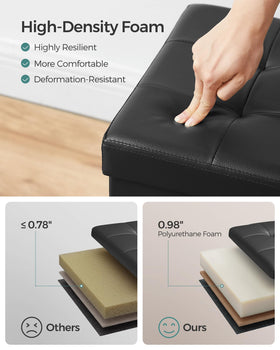 Songmics MAZIE 30-inch ottoman padded seat provides comfortable seating.