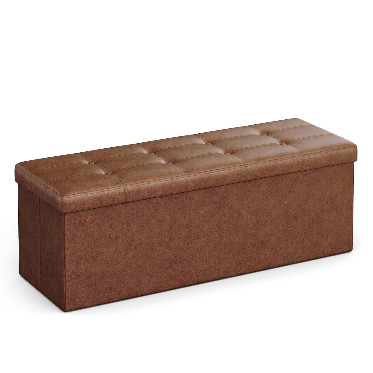 SongMics Mazie folding ottoman closed, compact storage option for small rooms.