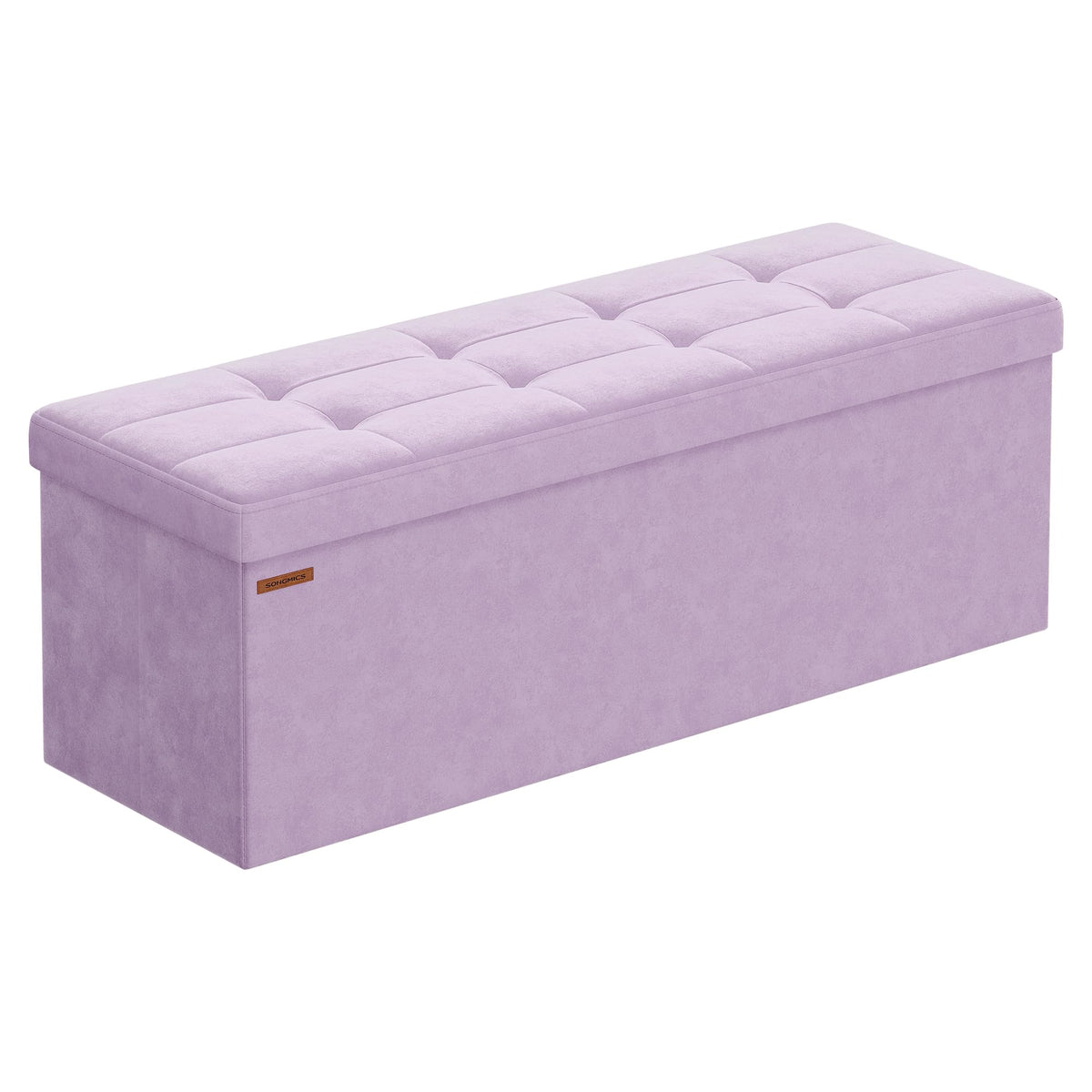 Songmics Mazie foldable ottoman assembly showing quick setup and compact storage