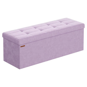 Songmics Mazie foldable ottoman assembly showing quick setup and compact storage