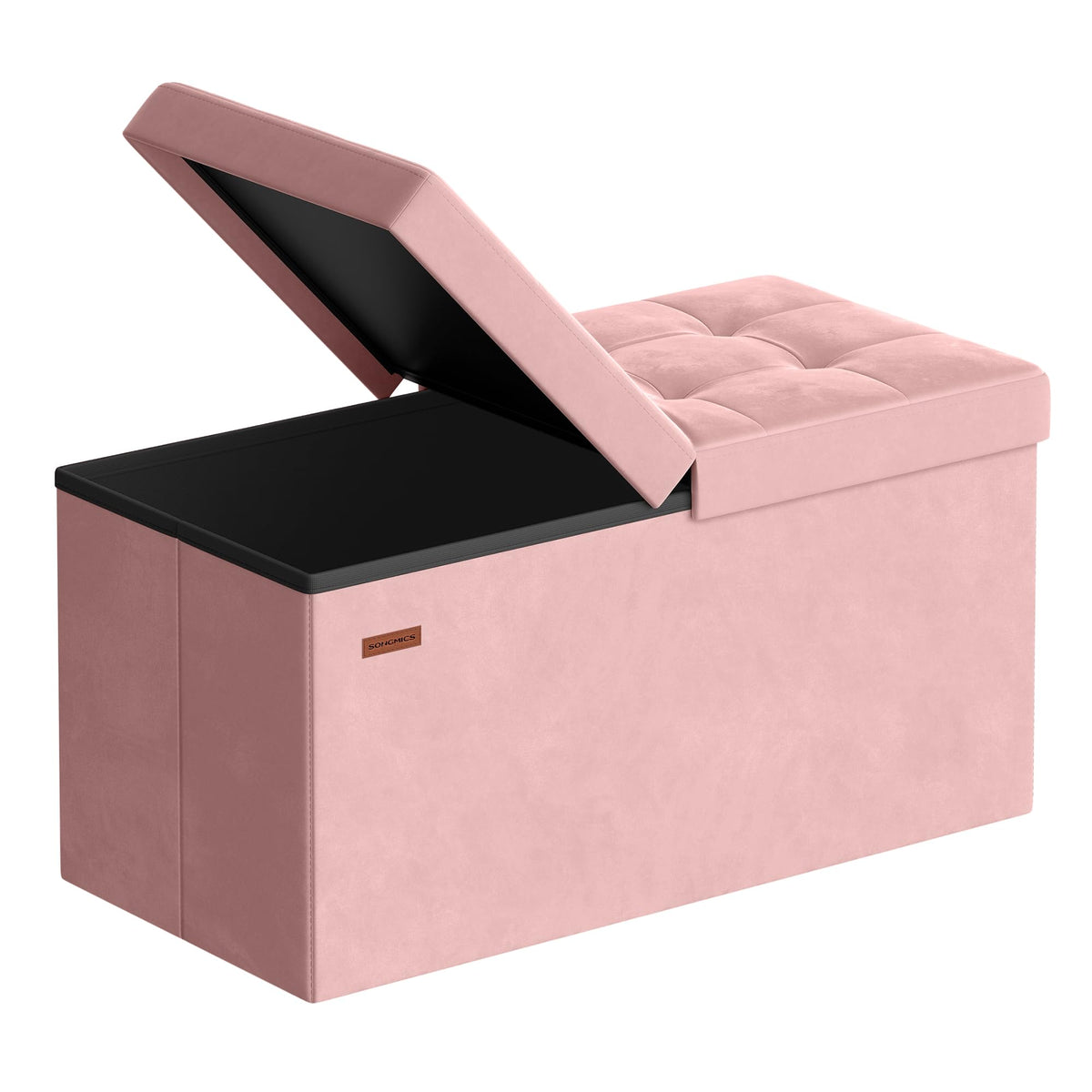 SONGMICS Mazie storage ottoman with foldable lid for quick setup and seating