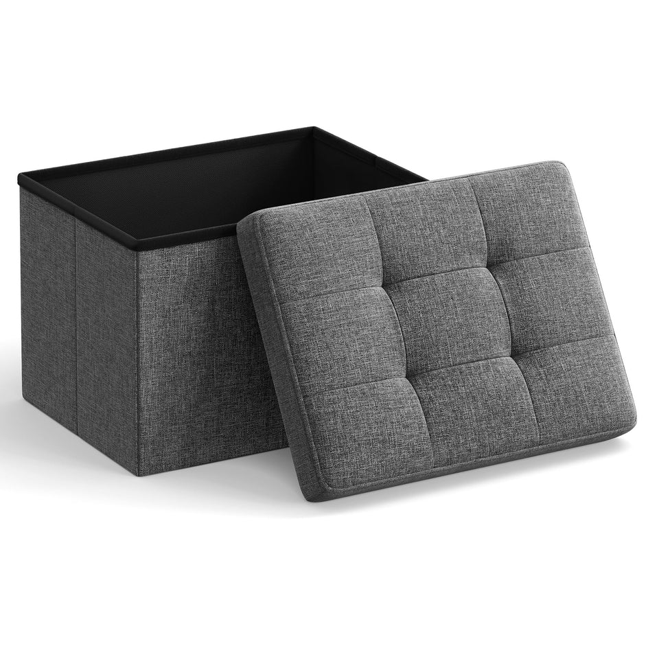 SONGMICS Mazie folding ottoman closed lid for compact living room storage