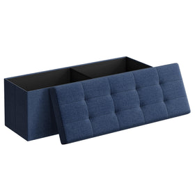 SONGMICS Mazie folding ottoman midnight blue, versatile storage and seating