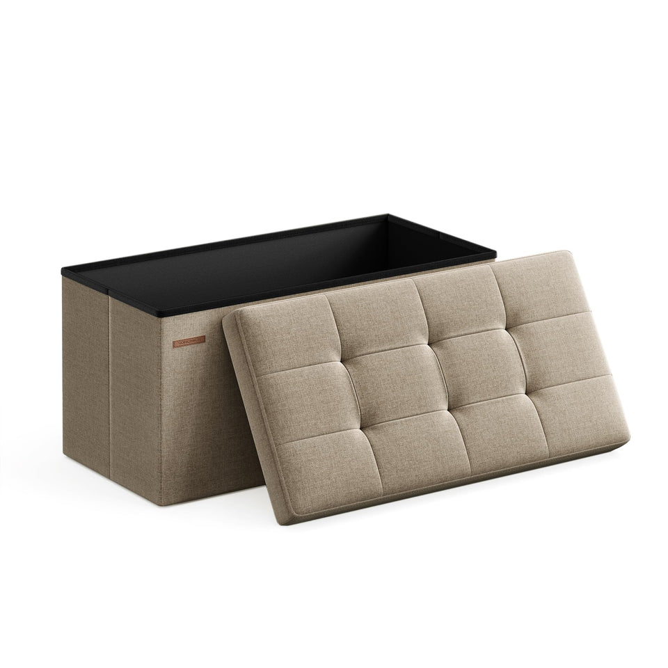SONGMICS Mazie folding ottoman lid enables quick setup and hidden storage