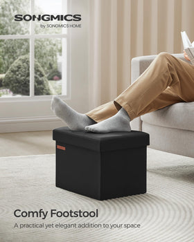 SONGMICS MAZIE linen-look tufted top shown as stylish ottoman seating