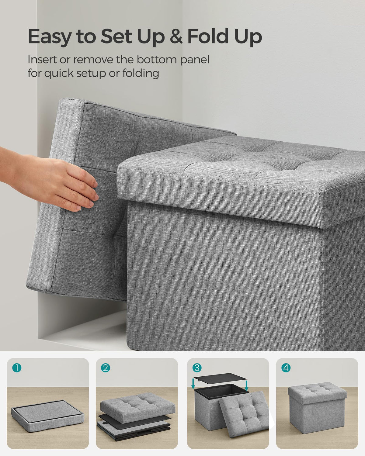 SONGMICS Mazie in living room or dorm for versatile organization and seating.