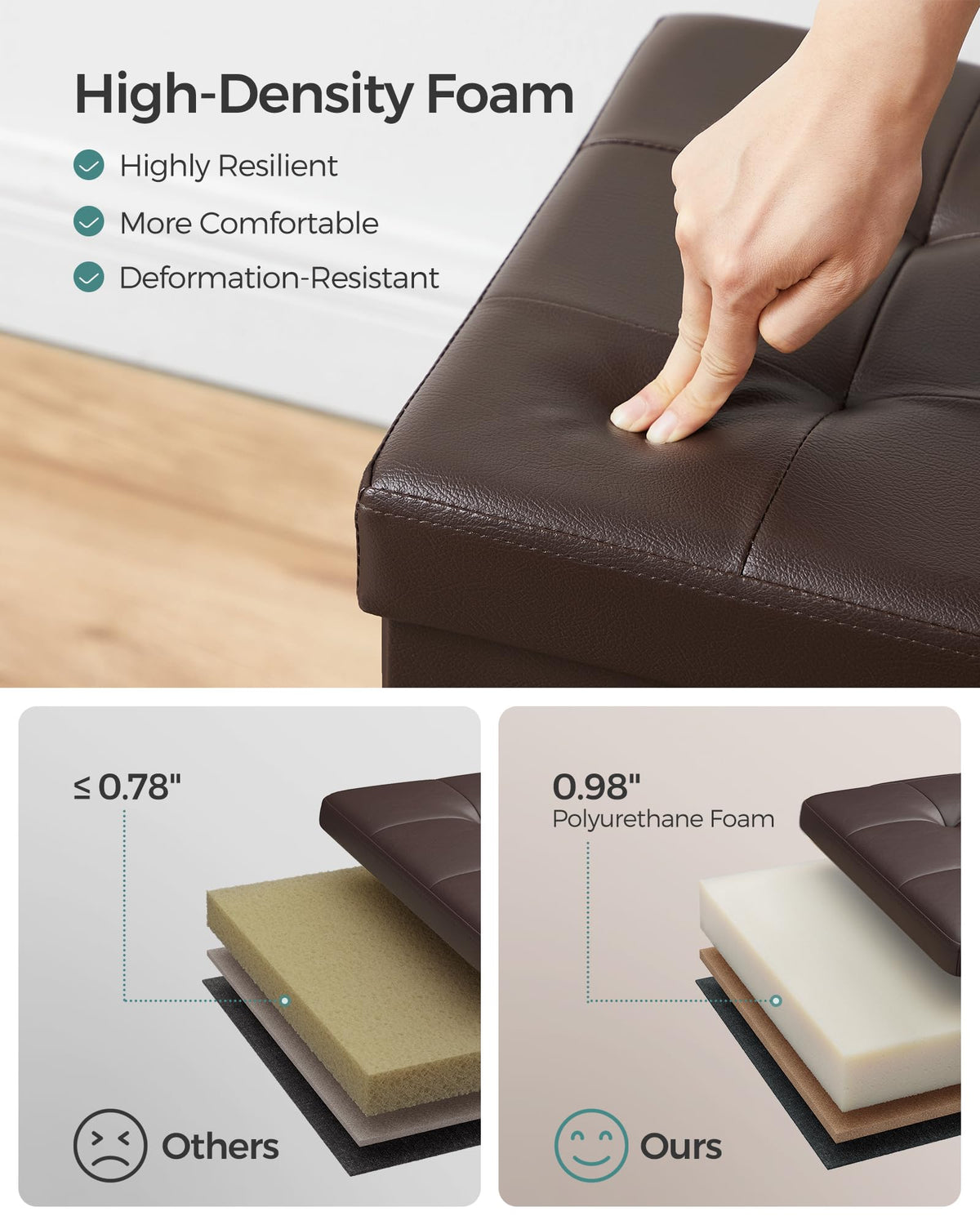 SONGMICS MAZIE MDF panels and reinforced lid for lasting structure