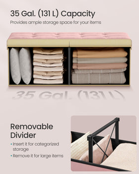 SONGMICS Mazie metal corner guards protect the lid during daily use.