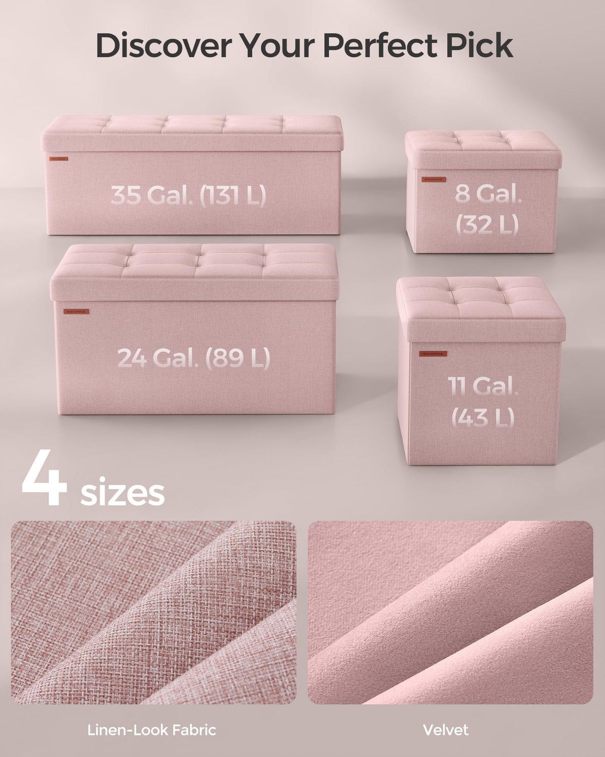 SONGMICS Mazie multi-use design serves as footrest, storage, or coffee table.