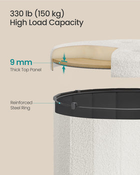 SONGMICS Mazie ottoman with removable lid for hidden storage access.