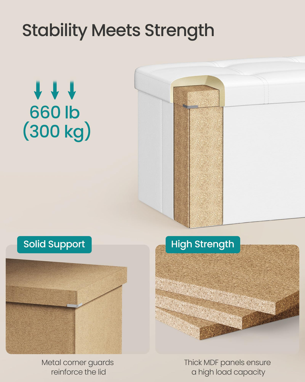 SONGMICS MAZIE padded seat with 2.5 cm foam for comfortable resting.
