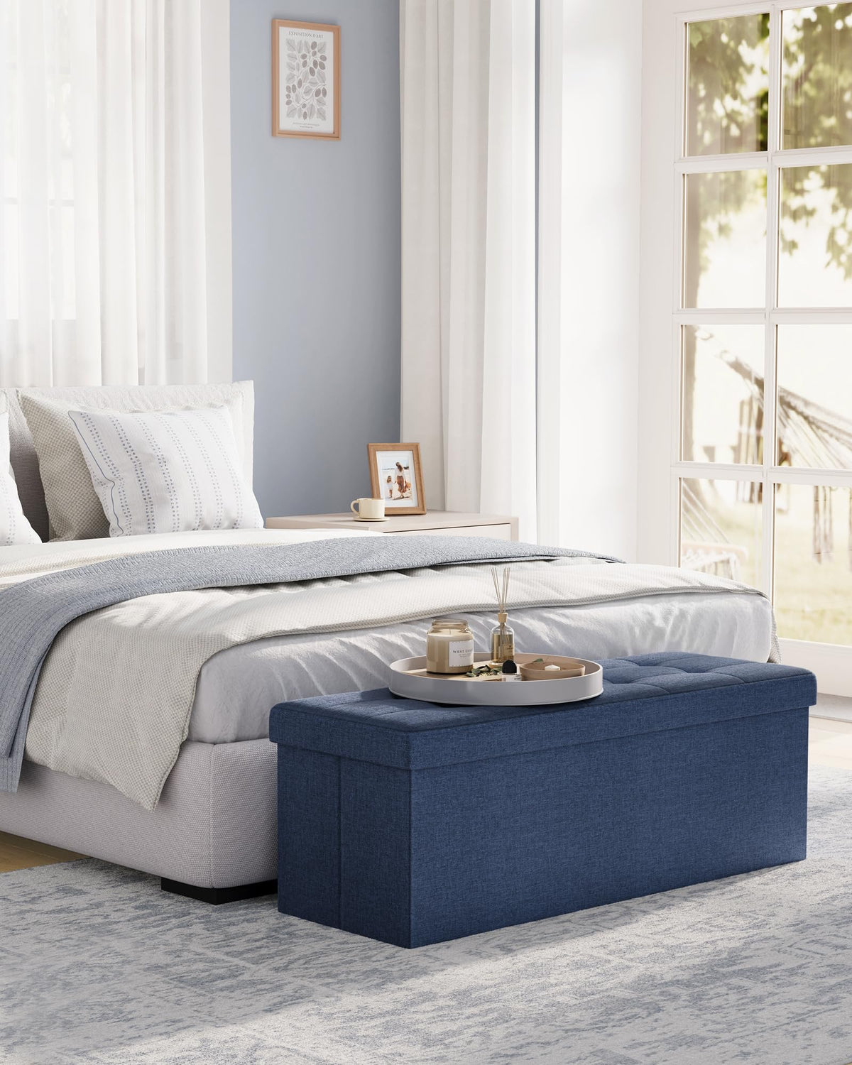 SONGMICS Mazie ottoman with removable divider for organization