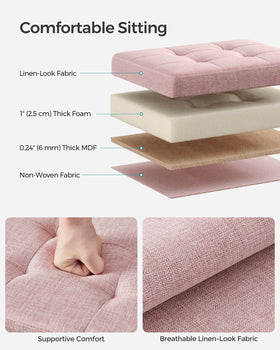 SONGMICS Mazie solid MDF construction supports up to 286 lb for reliable seating.