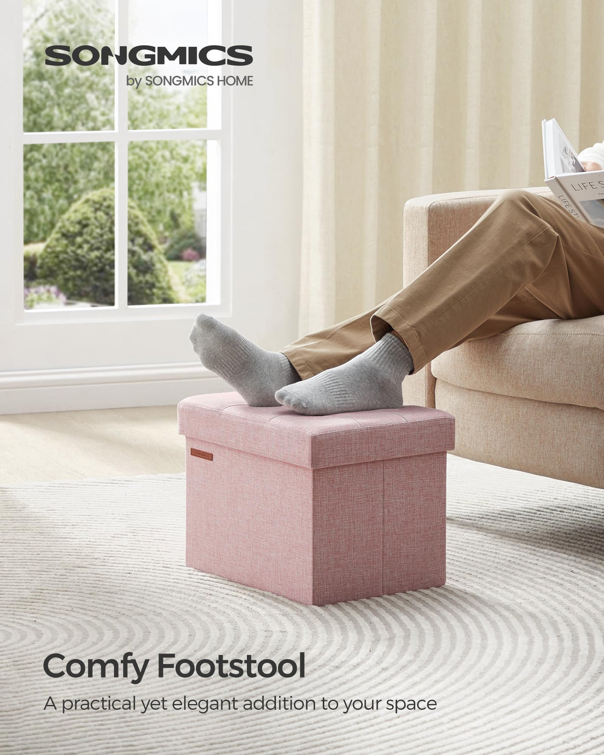 SONGMICS Mazie 8-gallon capacity helps organize clothes and magazines in bedrooms.