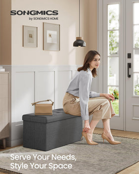 SONGMICS MAZIE storage compartment open showing 89 L capacity
