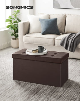SONGMICS MAZIE storage ottoman 24 gal opened to reveal roomy interior