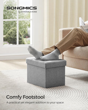 SONGMICS Mazie storage ottoman showing 32 L capacity for organized items.