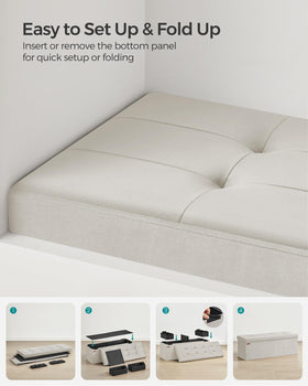 SONGMICS Mazie storage-ottoman-coffee-table-candidate shows multi-use function in living spaces.