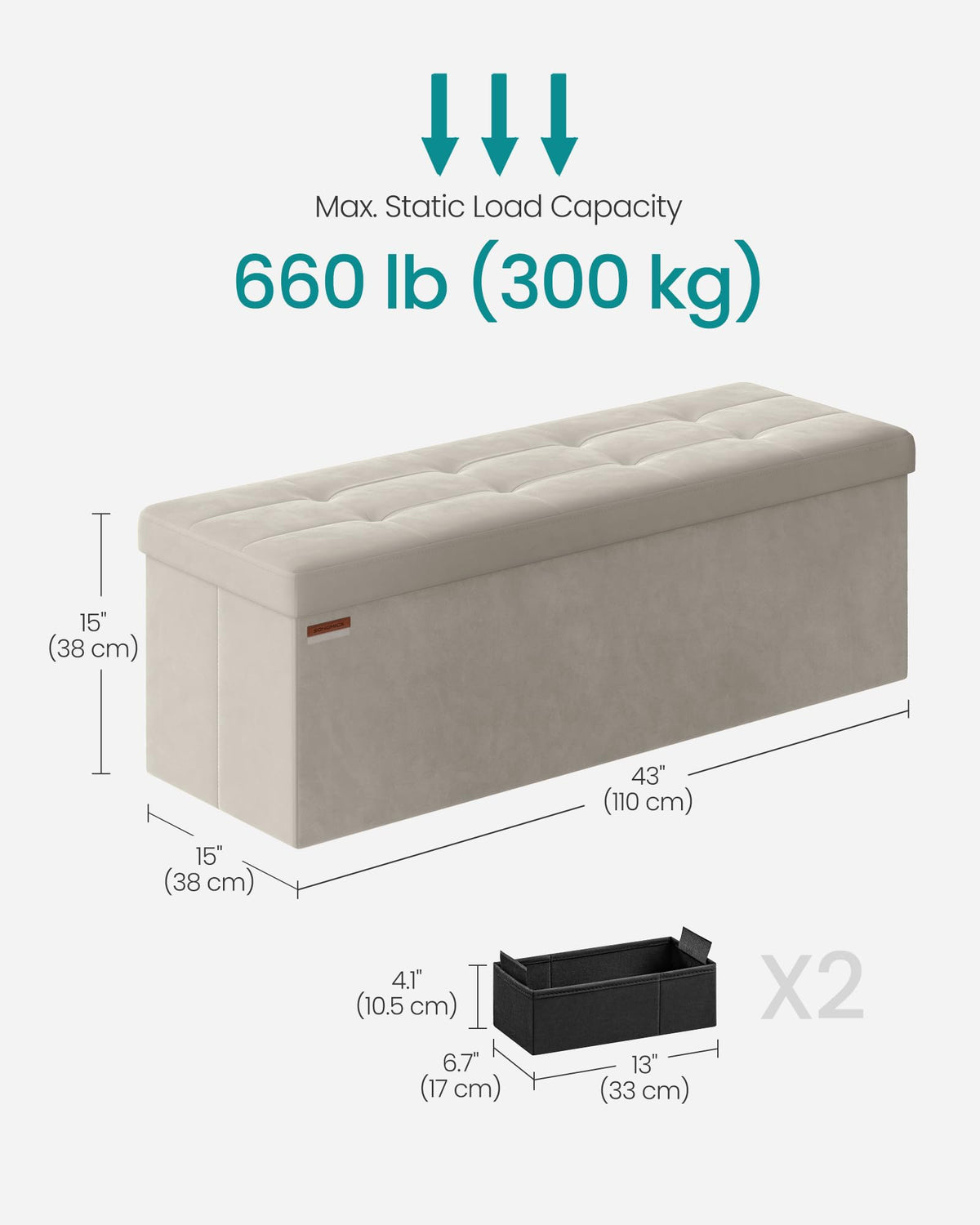 SONGMICS Mazie storage-ottoman-durable-frame illustrates sturdy construction and long-term reliability.