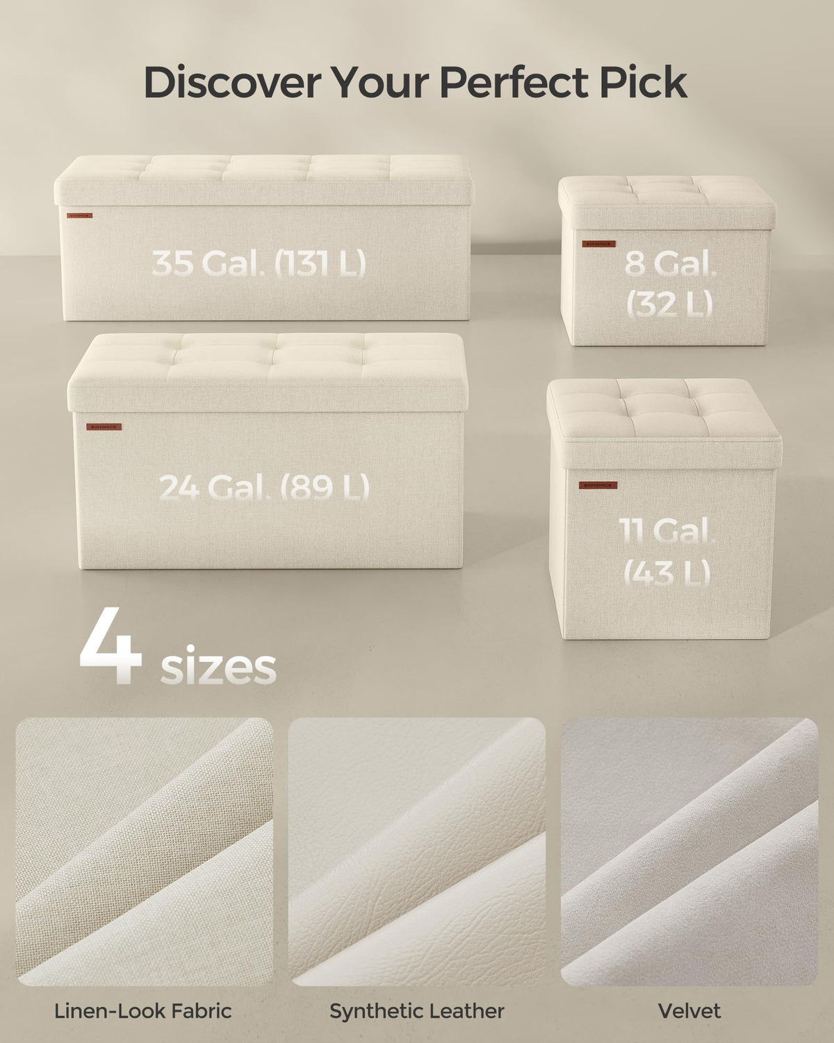 SONGMICS Mazie ottoman features sturdy MDF panels and a high 286 lb load rating.