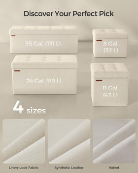 SONGMICS Mazie ottoman features sturdy MDF panels and a high 286 lb load rating.