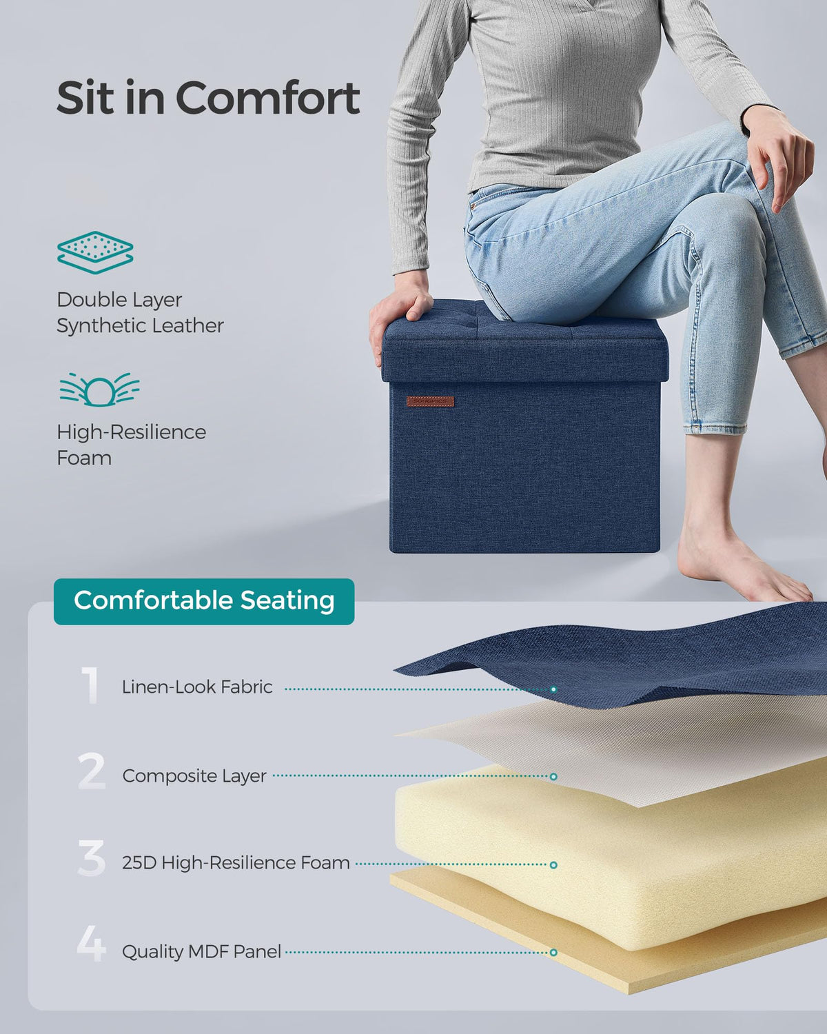 SONGMICS Mazie linen-look finish combines elegance with everyday practicality.
