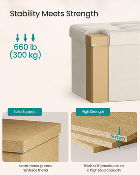 SONGMICS Mazie velvet cream white fabric adds refined, comfortable style.