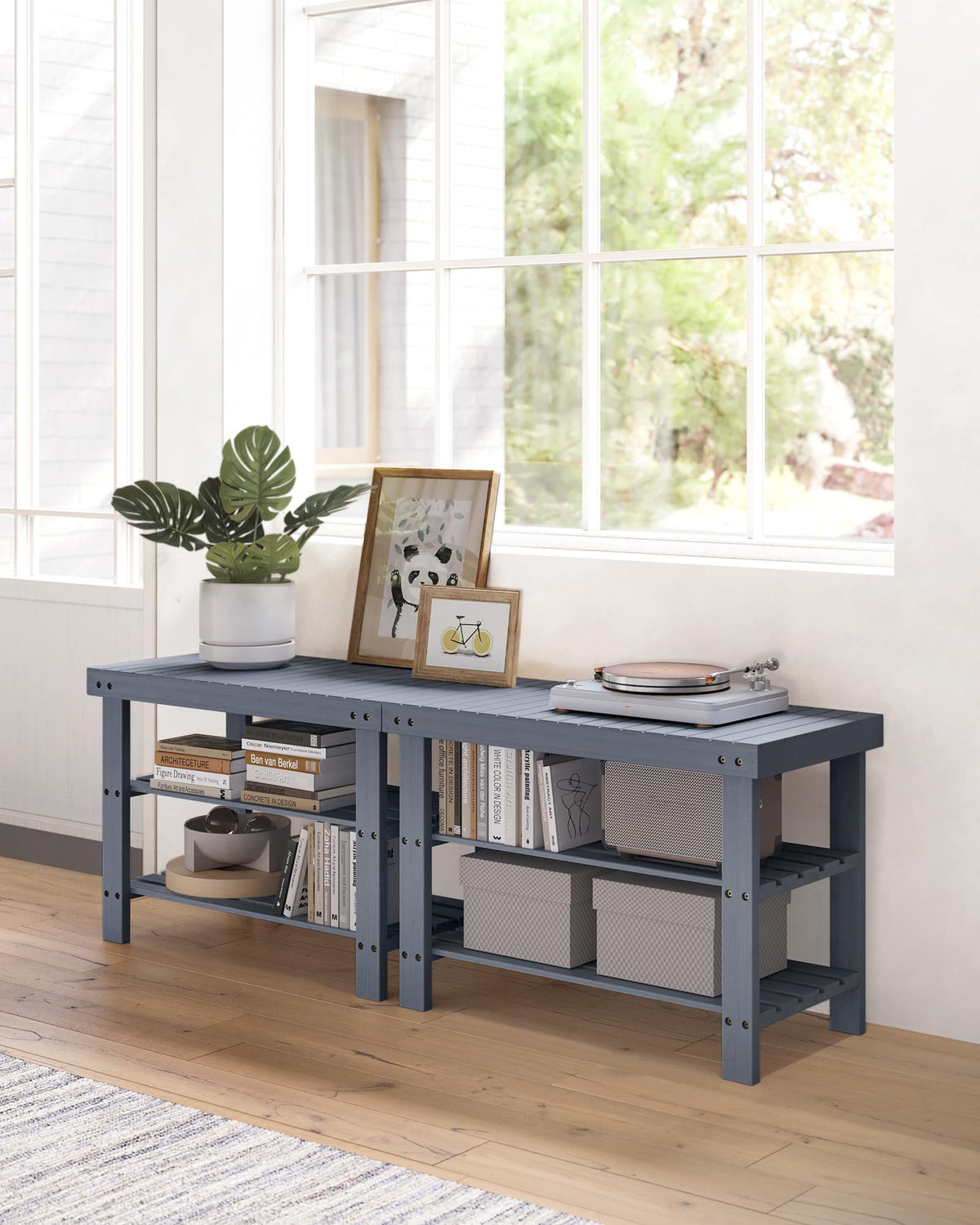 SONGMICS modern grey finish complements contemporary interiors and declutters entryways.